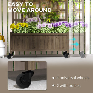 Outsunny Raised Garden Bed Trellis Planter with Wheels and Bed Liner - 54cm3 by Outsunny