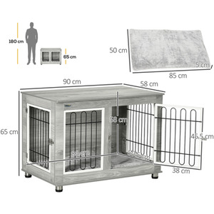 Dog Crate Furniture End Table with Soft Cushion by PawHut