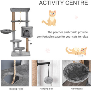 PawHut Cat Tree Tower with Scratching Post - Grey by PawHut