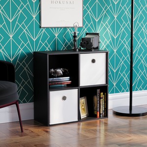 Durham 4 Cube Storage Unit - Set of 2 White Baskets by Vida Designs