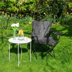 Folding Canvas Camping Chair - Matt Black - Black by Harbour Housewares