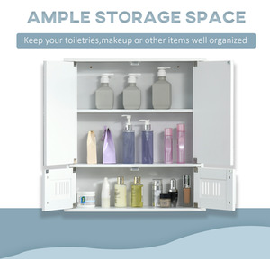 kleankin Bathroom Mirror Cabinet Wall Mount Storage Cupboard - White by kleankin