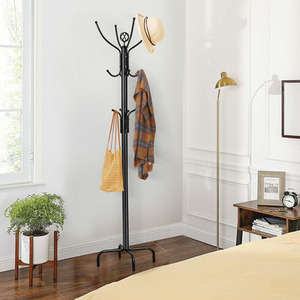 Free-Standing Coat Rack Hallway Entryway Coat Tree - Black by Costway