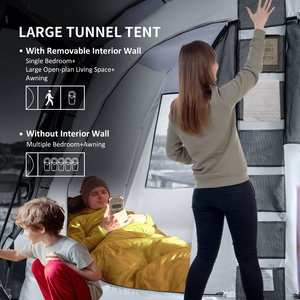 Outsunny 8-Person Camping Tent Tunnel Design with 4 Large Windows - Dark Grey by Outsunny