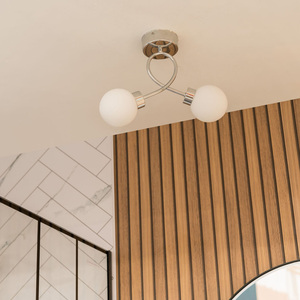 Orbital 2 Way Twist IP44 Bathroom Ceiling Light Glass Globe Shade - Chrome by ValueLights