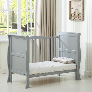 Savannah Sleigh Wooden Baby Cot Bed with Mattress - Grey by Mcc Direct