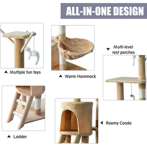 PawHut Cat Tree Activity Centre Condo - Beige by PawHut