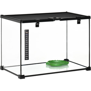PawHut Reptile Glass Terrarium Reptile Breeding Tank - Black / 35cm by PawHut