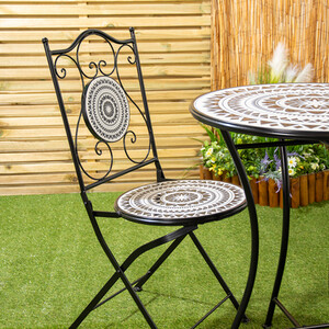 Mabel Mosaic Bistro Set - Black and White by Outdoor Leisure