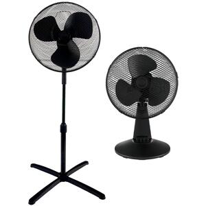 Igenix 12 Inch Desk Fan and 16 Inch Pedestal Fan - Black by Igenix