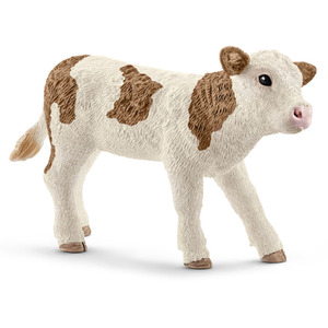 SCHLEICH Farm World 13802 Simmental Calf Toy Figure - White/Brown by SCHLEICH