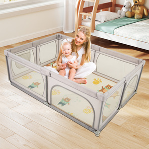 Extra Large Baby Playard Baby Playpen - Grey by Costway
