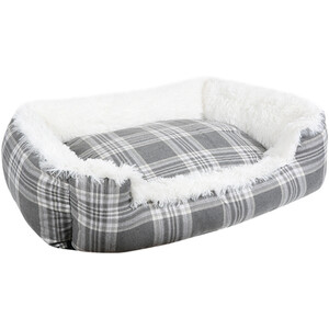 Super Fluffy Grey Check Pet Bed by Clever Paws