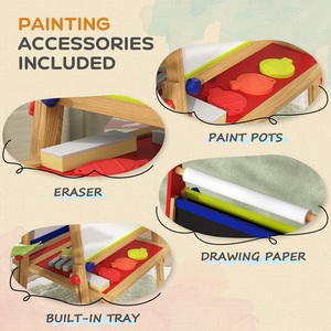 AIYAPLAY 3 in 1 Kids Easel with Paper Roll Whiteboard Chalkboard - White by AIYAPLAY