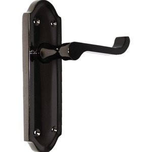Ashford Door Handle Latch Scroll Lever - Black Nickel - Black by Betley Butterfly