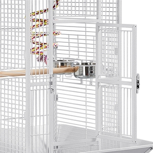 Rolling Metal Bird Cage with Playtop - White by Yaheetech