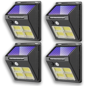 LED Motion Sensor Solar Security Entrance Light - Black / 4 by Garden Gear