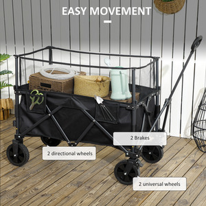 Outsunny 180L Folding Trolley on Wheels with Extendable Side Walls by Outsunny