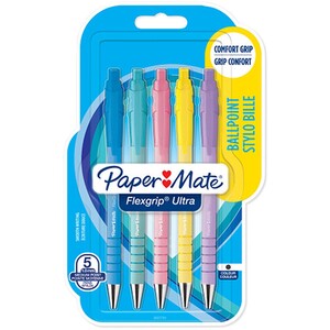 Pack of Five Papermate Flexigrip Pastel Ballpoint Pens by Papermate