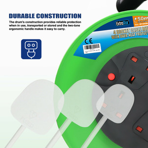 4 Gang Cable Reel - Green / 50m by ExtraStar