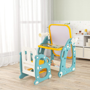 Kids Art Easel Toddler Table Chair Set - Blue by Costway