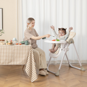 Folding Baby Highchair with Recline Footrest - Yellow by Costway