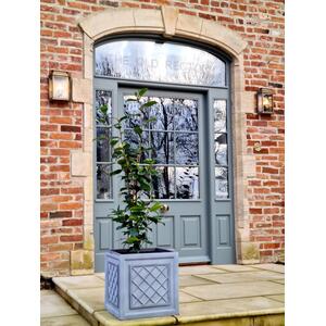 Faux Lead Lattice Box Square Grey Light Stone Planter - Grey by IDEALIST
