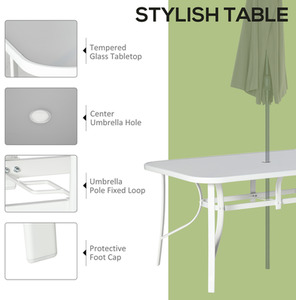 Outsunny 7 PCS Outdoor Dining Set with Table and Chairs - White, Grey by Outsunny