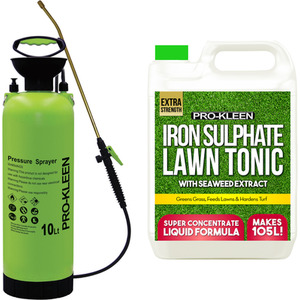 Pump Sprayer with Liquid Iron Sulphate 5L Grass Greener and Turf Hardener - Green / 10l by Pro-Kleen