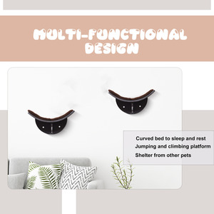 Pawhut Wood Cat Shelve Wall Mounted Shelter Curved Kitten Bed - Brown by Pawhut