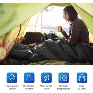 Costway Camping Sleeping Bag Double Sleeping Bag - Black + Gray by Costway