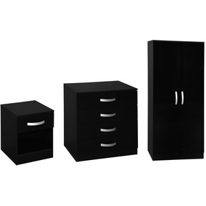 Hulio Trio Bedroom Set - Black / 47cm / MDF by Vida Designs