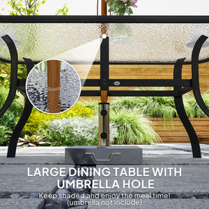 Outsunny Glass Table Umbrella Hole 7 PCs Garden Dining Set by Outsunny