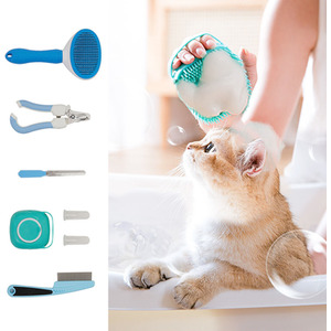 7-Piece Dog Grooming Kit - Blue by Livingandhome