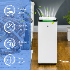HOMCOM 16L Portable Dehumidifier with Air Cleaning 24H Timer 5 Mode Wheel - White by HOMCOM