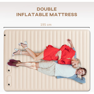 Outsunny Double Air Bed Inflatable Mattress with Foot Pumps - White by Outsunny