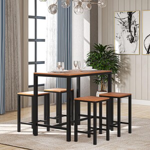 Camden Bar Table And Stool Set - Brown & Black