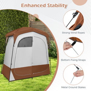 2 Rooms Shower Tent - Brown & Grey by Costway