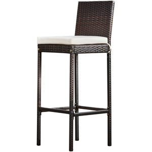 5 Piece Outdoor Garden Rattan High Bar Dining Set, Table and Chair Set - Brown by Teamson Home