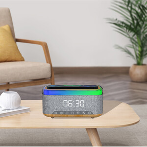 3 in 1 Alarm Clock Speaker and Charger - Grey