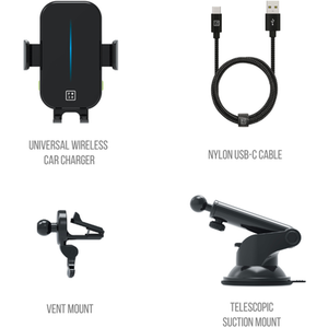 Universal Wireless Charging Phone Holder and Telescopic Mount - Black by PW3R