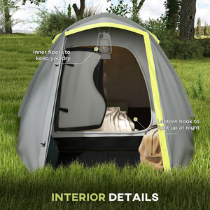 Outsunny 2-3 Man Camping Tent with Bedroom and Living Room - Yellow by Outsunny
