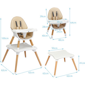 4-in-1 Convertible Baby High Chair-Brown - Brown by Costway