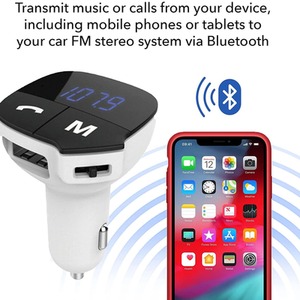 Aquarius Bluetooth Adapter FM Transmitter Hands-free Calling Car Kit - White - White by Aquarius