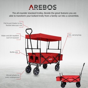 Foldable Cart With Roof - Red by Arebos