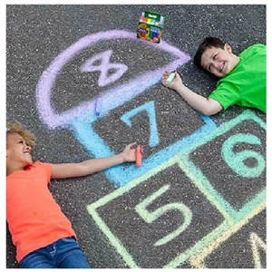 Childrens Crayola Box of 24 Sidewalk Washable Anti-Roll Bright Coloured Chalks - Multicoloured by Crayola