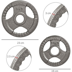 HOMCOM Weight Plates Grip Plate Sets - Silver / 4 by HOMCOM