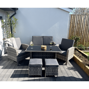 Dorchester 6 Piece Rattan Wicker Garden Dining Set - Grey by Madefor.living