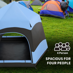 Outsunny Six Man Hexagon Pop Up Tent - Blue by Outsunny