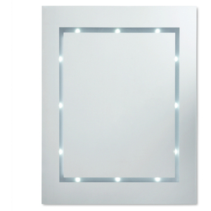 Battery Operated IP44 Rated Bathroom Mirror with Integrated LED Lights - Silver by ValueLights